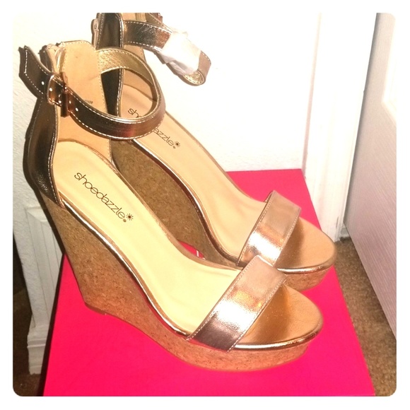 Rose Gold Wedge Sandles - Picture 1 of 3